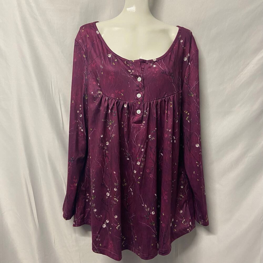 Pullover Top Purple Plum No Brand Tag 2 XL Long Sleeve